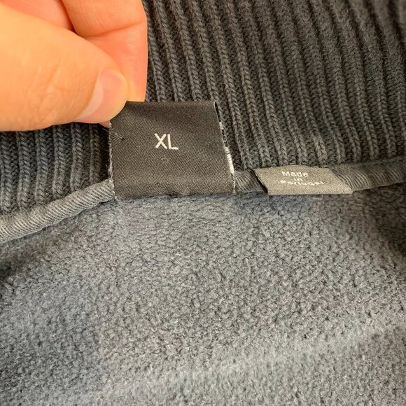 Hugo Boss Mens Sweater Jacket XL Gray Herringbone Full Zip Elbow Patches Pockets - Picture 5 of 10